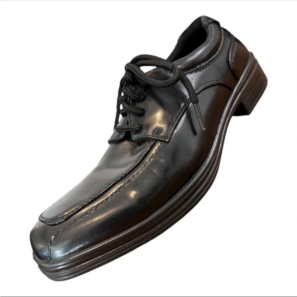Deer Stags Sleek Kids Black Oxford Dress Shoes
